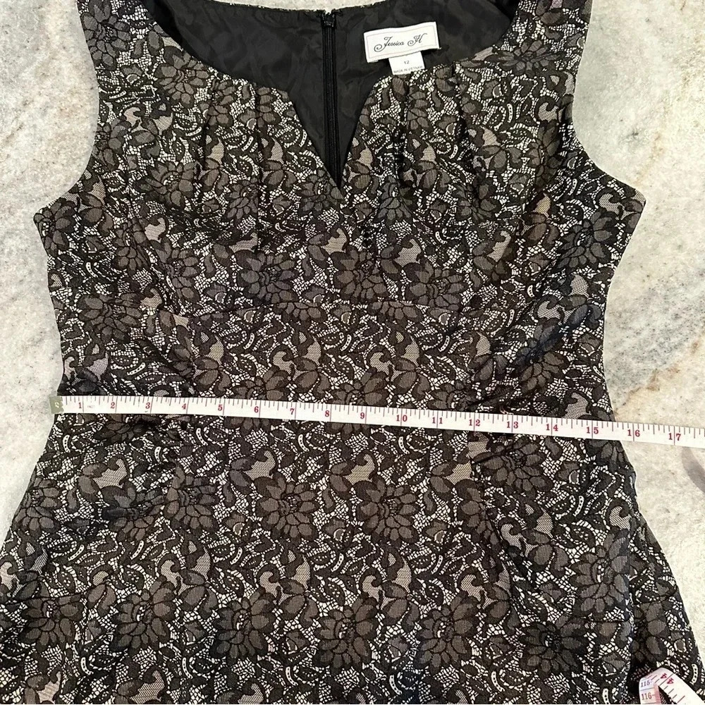 Jessica H Cocktail Sleeveless Black Floral Lace Dress Size 12 - Picture 8 of 13